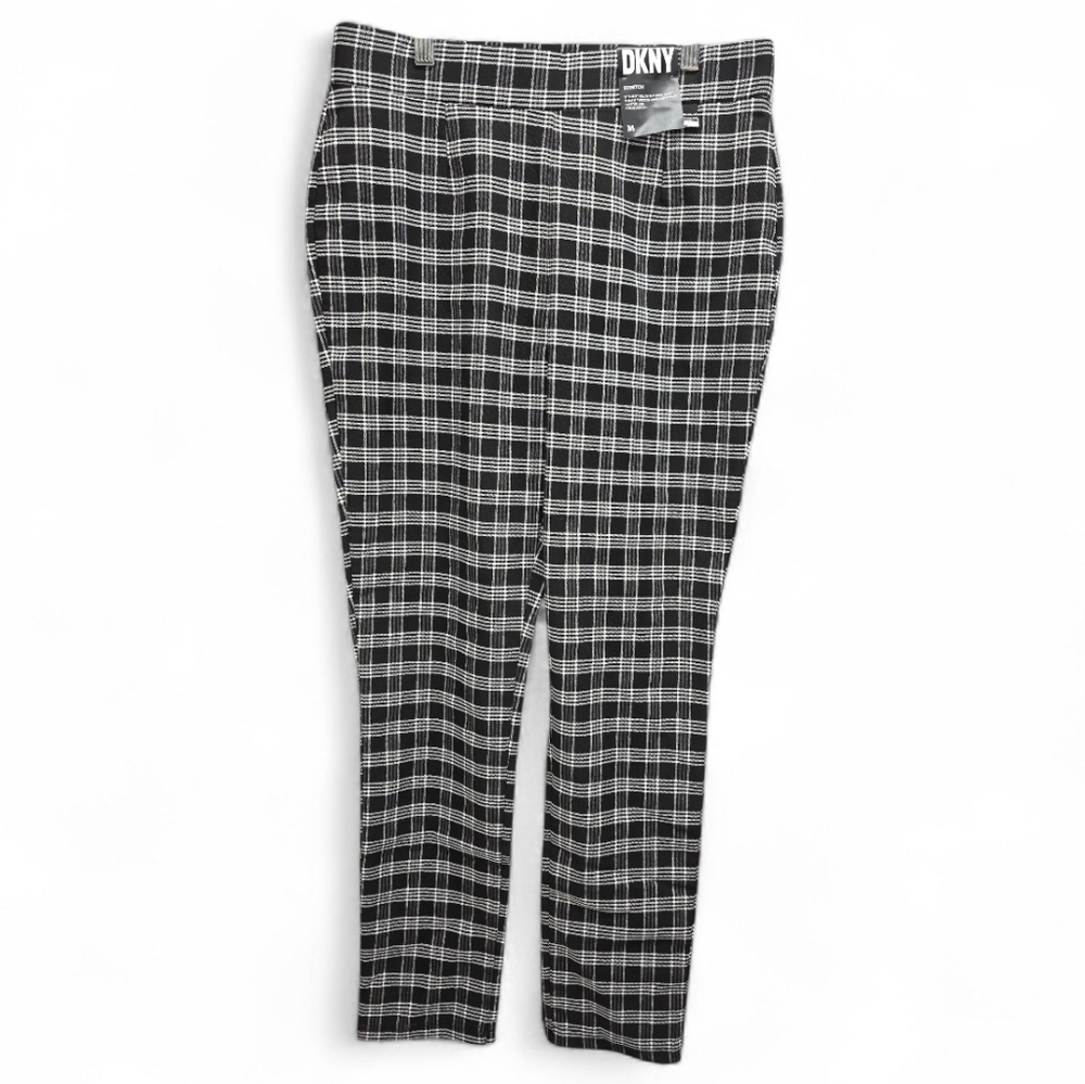 DKNY Black Plaid Tapered Ankle Pants Women's Medium Stretch NWT Stretch‎ Office